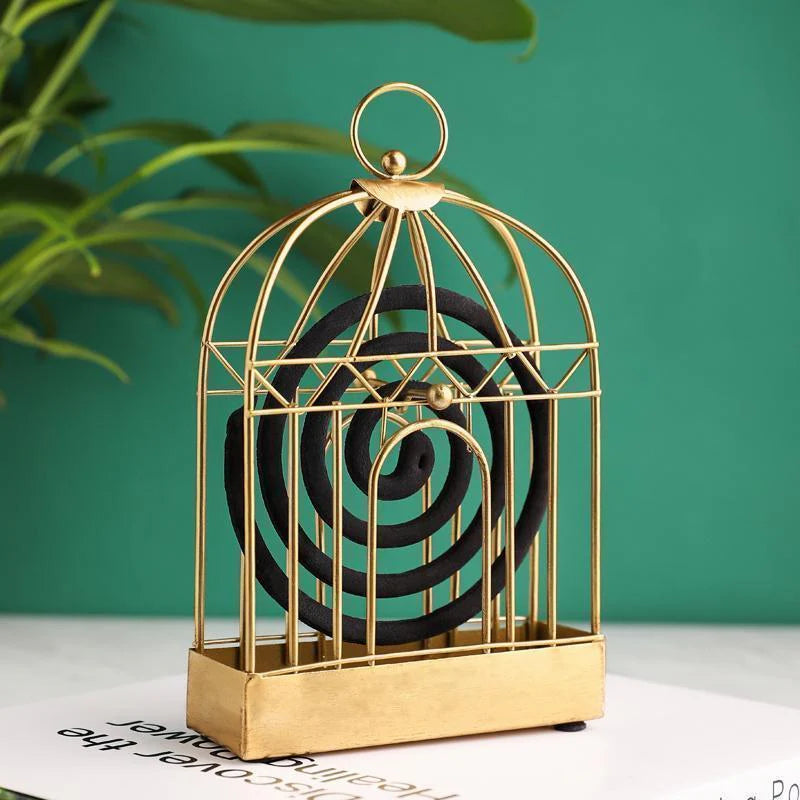 Cage dorée vintage - Support de bobine anti-moustique