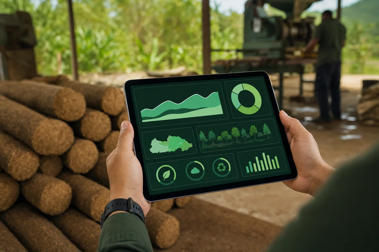 Panel de métricas de impacto Fire Pill en una tablet dentro de una microfábrica